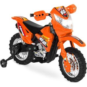 imageBest Choice Products Kids 6V Ride On Motorcycle wTreaded Tires Working Headlights 2mph Top Speed Training Wheels Realistic Sounds Music Battery Charger  OrangeOrange