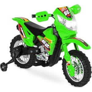imageBest Choice Products Kids 6V Ride On Motorcycle wTreaded Tires Working Headlights 2mph Top Speed Training Wheels Realistic Sounds Music Battery Charger  OrangeGreen