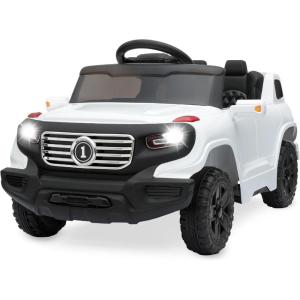 imageBest Choice Products Kids 6V Ride On Truck wParent Remote Control 3 Speeds LED Lights BlackWhite