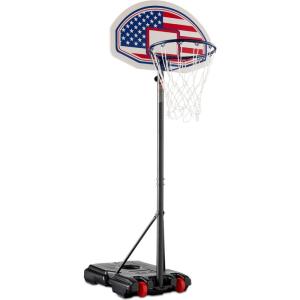 imageBest Choice Products Kids HeightAdjustable Basketball Hoop Portable Backboard Set w 2 Wheels Fillable Base 705in to 823in TallAmerican Flag