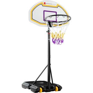 imageBest Choice Products Kids HeightAdjustable Basketball Hoop Portable Backboard Set w 2 Wheels Fillable Base 705in to 823in TallPurpleYellow