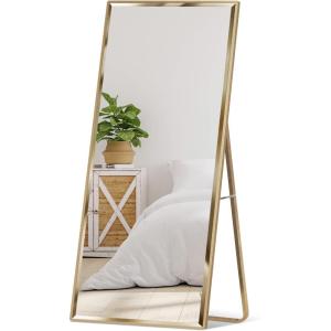 imageBest Choice Products Large 65x22in Full Length Mirror Rectangular Hanging ampamp Leaning Floor Mirror for Bedroom Living Room Vertical Horizontal wHigh Clarity Beveled Edges AntiBlast Film  GoldGold