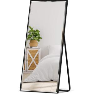 imageBest Choice Products Large 65x22in Full Length Mirror Rectangular Hanging ampamp Leaning Floor Mirror for Bedroom Living Room Vertical Horizontal wHigh Clarity Beveled Edges AntiBlast Film  GoldBlack
