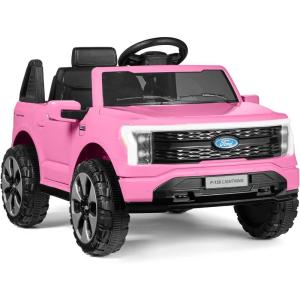 imageBest Choice Products Licensed Ford F150 Lightning Truck Kids 24V 2Seater Electric Ride On Car Toy w 132lb Weight Capacity Parent Control  GrayPink