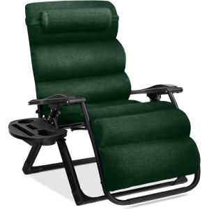 imageBest Choice Products Oversized Zero Gravity Chair Folding Outdoor Patio Recliner XL Anti Gravity Lounger wRemovable Cushion Cup Holder Side Tray 350lb Capacity  Graphite BlueForest Green