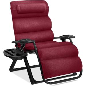 imageBest Choice Products Oversized Zero Gravity Chair Folding Outdoor Patio Recliner XL Anti Gravity Lounger wRemovable Cushion Cup Holder Side Tray 350lb Capacity  Graphite BlueBurgundy