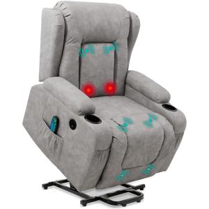 imageBest Choice Products PU Leather Electric Power Lift Chair Recliner Massage Chair Adjustable Furniture for Back Legs w 3 Positions USB Port Heat Cupholders EasytoReach Side Button  BlackGrey