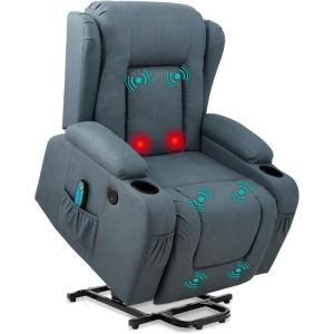 imageBest Choice Products PU Leather Electric Power Lift Chair Recliner Massage Chair Adjustable Furniture for Back Legs w 3 Positions USB Port Heat Cupholders EasytoReach Side Button  BlackBlue