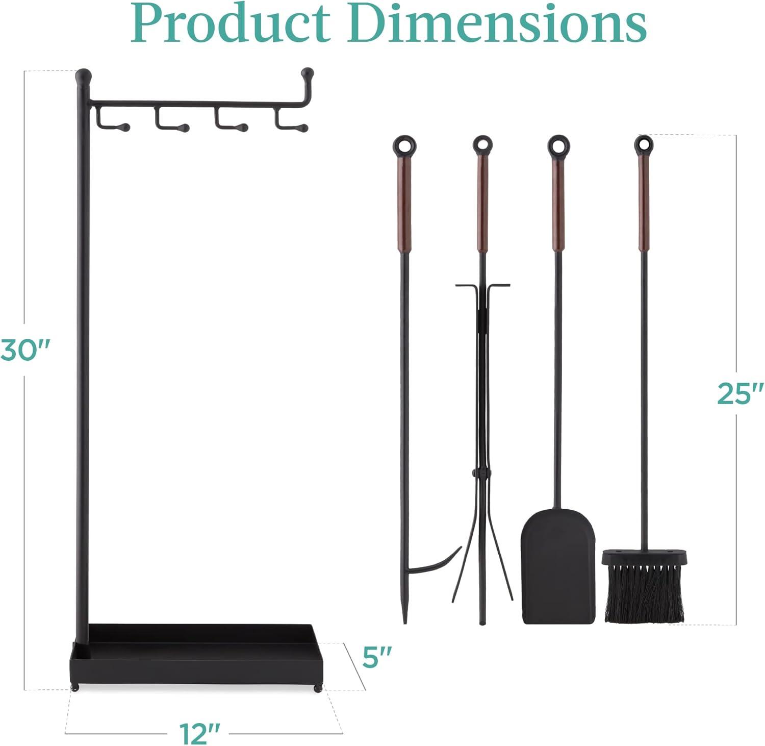 imageBest Choice Products 5Piece Modern Contemporary Fireplace Tool Set for Indoor Fireplace Dcor Outdoor Fire Pit wPoker Tongs Dust Pan Shovel Brush Ergonomic Handles  Antique GoldBlack