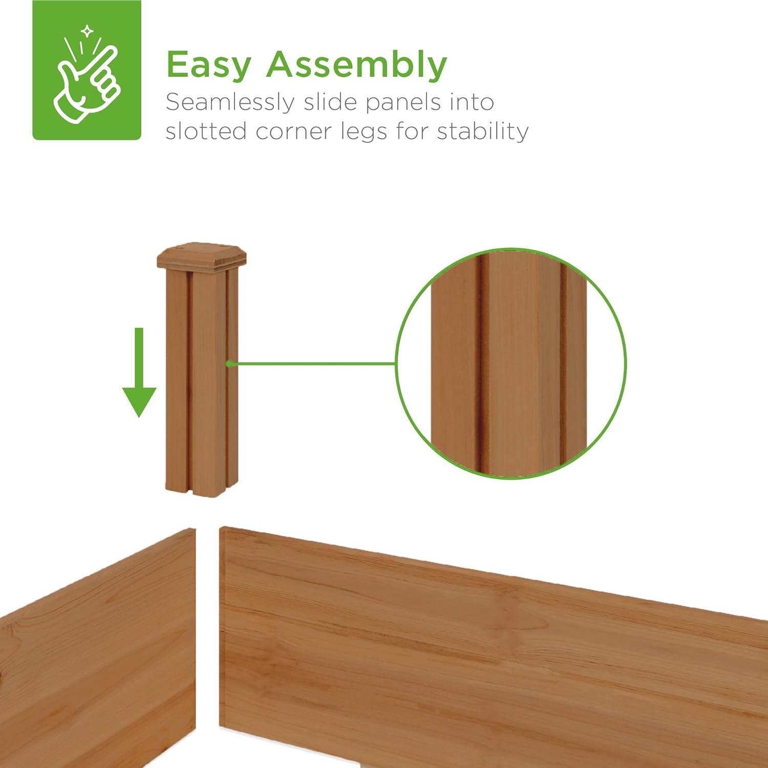 imageBest Choice Products 8x2ft Outdoor Wooden Raised Garden Bed Planter for Vegetables Grass Lawn Yard  NaturalAcorn Brown