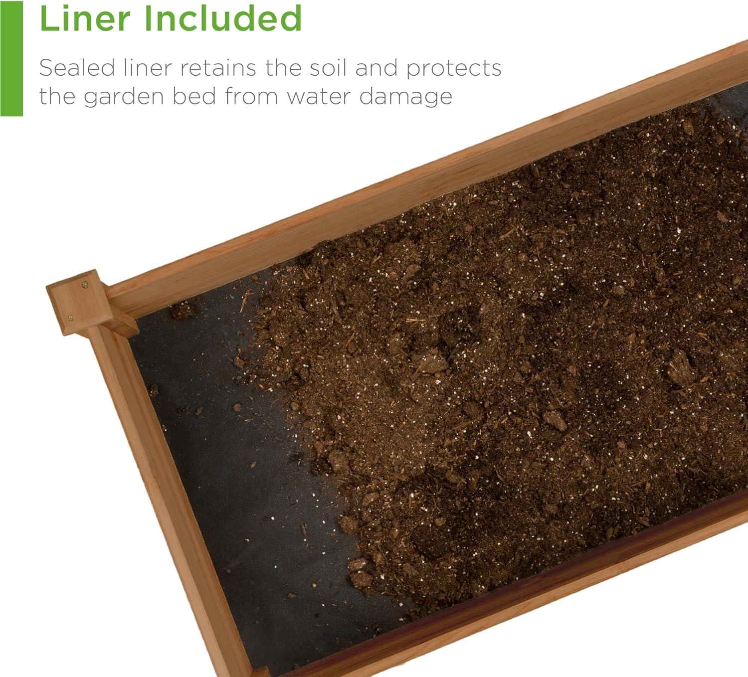 imageBest Choice Products 8x2ft Outdoor Wooden Raised Garden Bed Planter for Vegetables Grass Lawn Yard  NaturalAcorn Brown