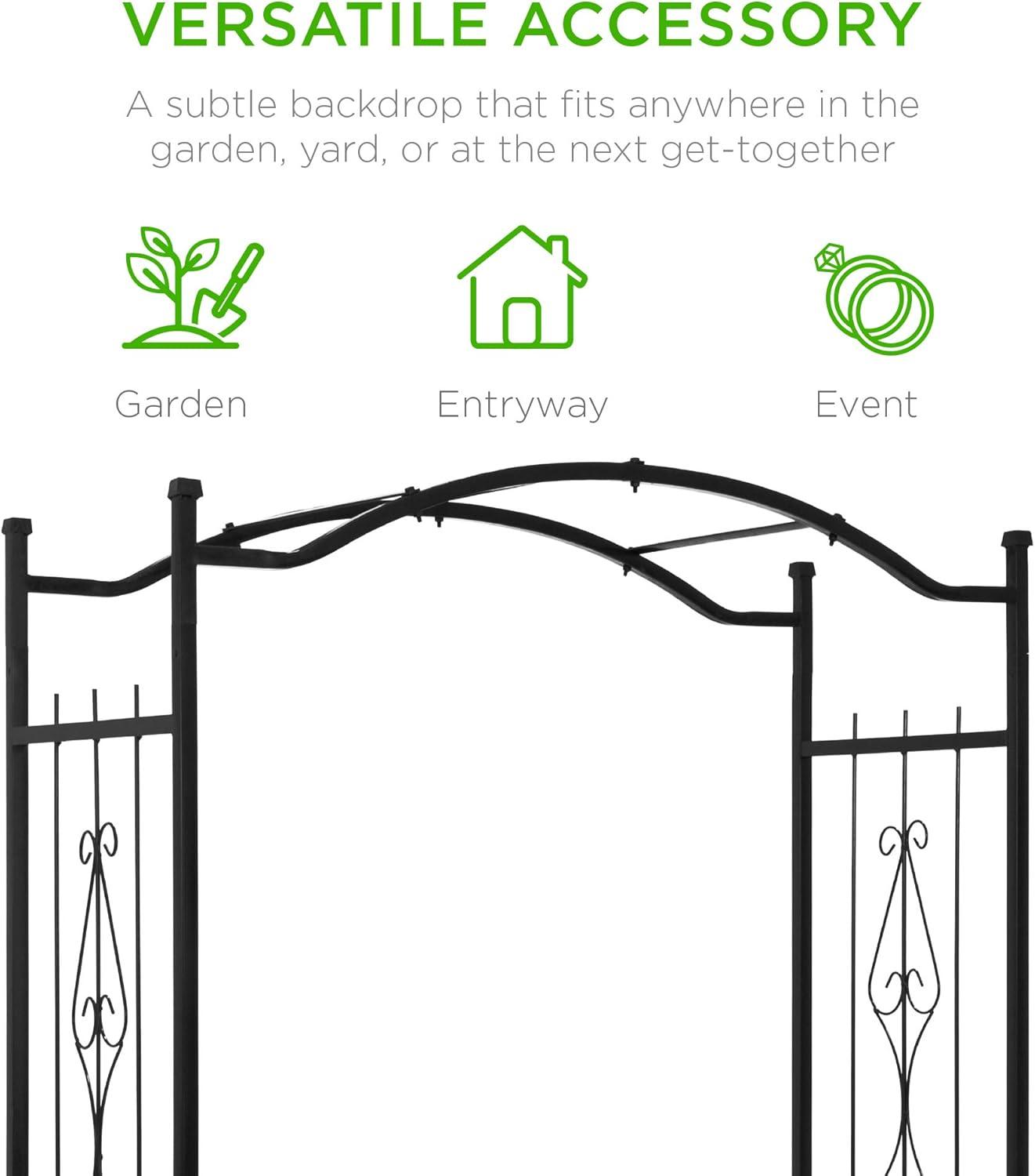 imageBest Choice Products 92in Steel Garden Arch Arbor Trellis for Outdoor Yard Garden Climbing Plants wDecorative Wire Lattice  Black
