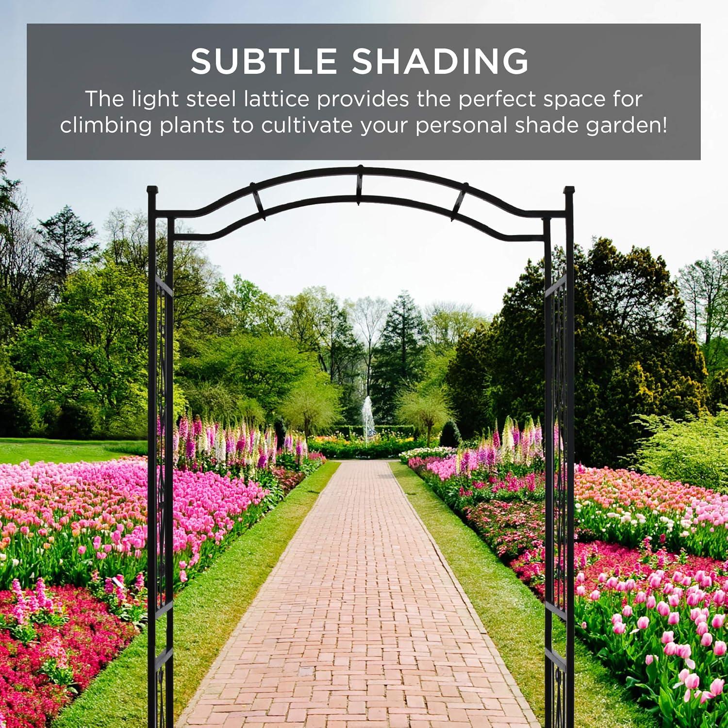 imageBest Choice Products 92in Steel Garden Arch Arbor Trellis for Outdoor Yard Garden Climbing Plants wDecorative Wire Lattice  Black
