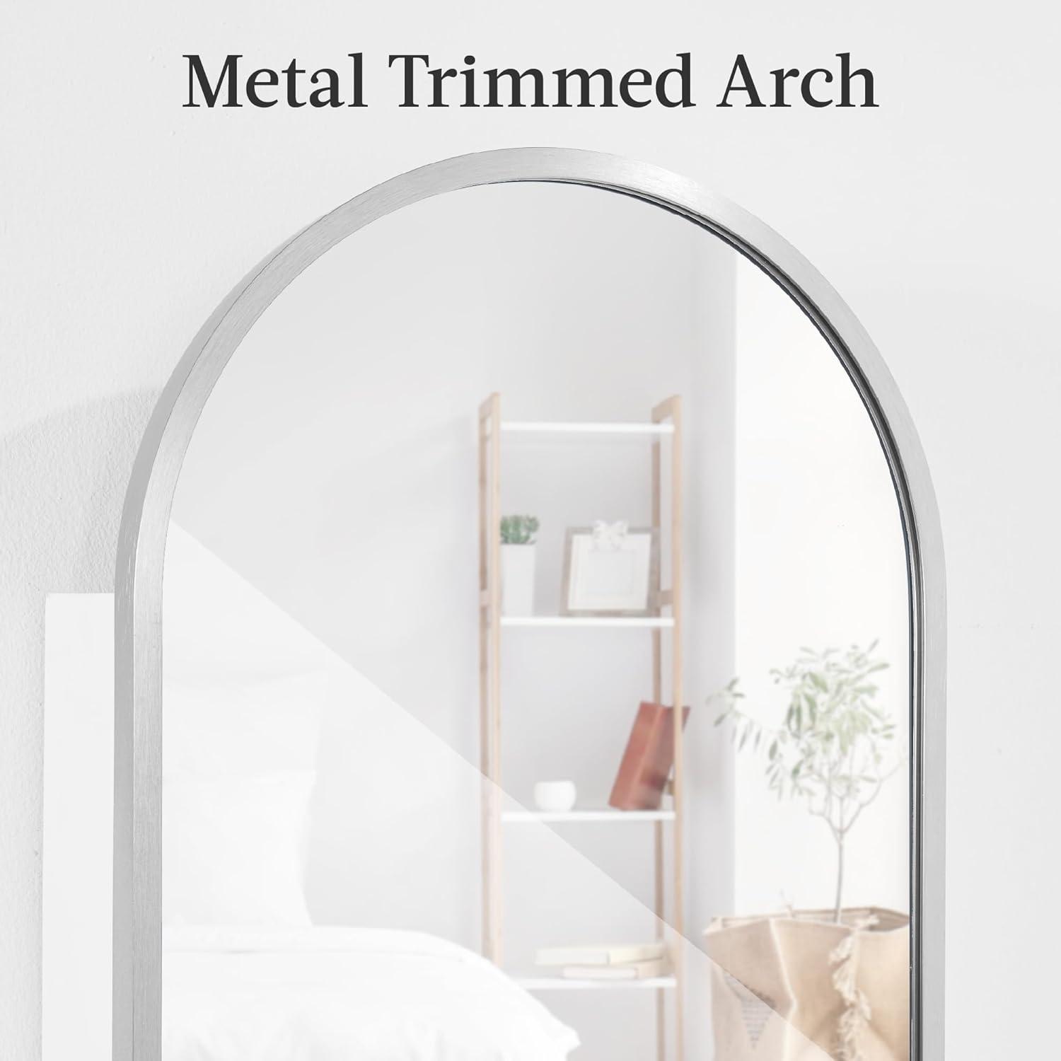 imageBest Choice Products Arch Mirror Jewelry Cabinet Jewelry Storage Organizer Armoire Lockable Wall or Door Mountable FullLength Mirror  BlackSilver