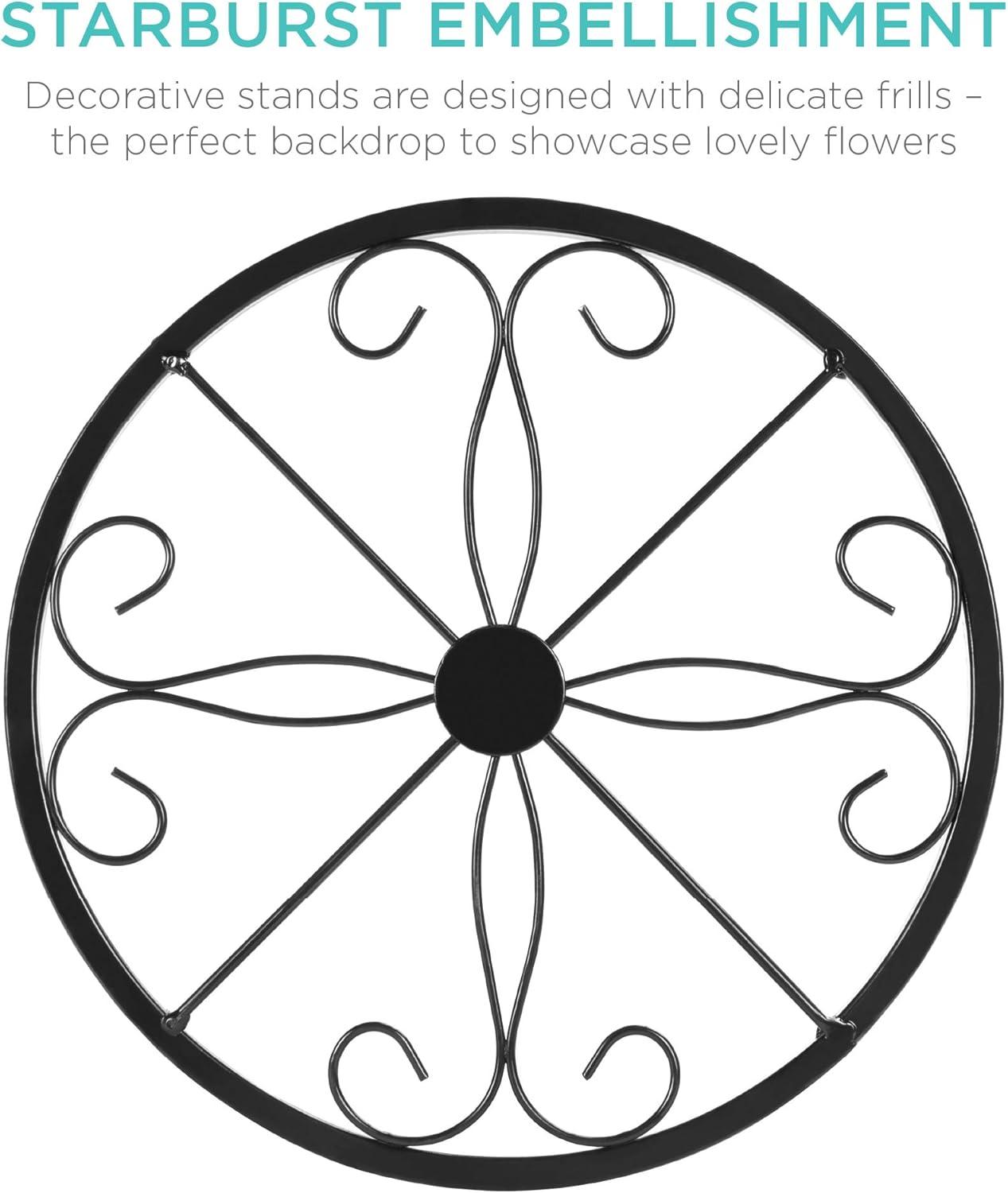 imageBest Choice Products Set of 4 Indoor Outdoor Metal Nesting Plant Stands Flowerpot Holder Display Rack for Home ampamp Garden Dcor w Starburst Design