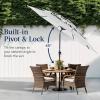 imageBest Choice Products 10ft 3Tier Solar Patio Market Umbrella Outdoor Sun Shade for Backyard Deck Poolside Table wWoodgrain Pattern LED Lights Tilt Adjustment  Sky BlueFog Gray