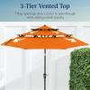 imageBest Choice Products 10ft 3Tier Solar Patio Market Umbrella Outdoor Sun Shade for Backyard Deck Poolside Table wWoodgrain Pattern LED Lights Tilt Adjustment  Sky BlueOrange