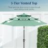 imageBest Choice Products 10ft 3Tier Solar Patio Market Umbrella Outdoor Sun Shade for Backyard Deck Poolside Table wWoodgrain Pattern LED Lights Tilt Adjustment  Sky BlueSeaglass