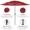 imageBest Choice Products 10ft 3Tier Solar Patio Market Umbrella Outdoor Sun Shade for Backyard Deck Poolside Table wWoodgrain Pattern LED Lights Tilt Adjustment  Sky BlueRed