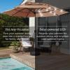 imageBest Choice Products 10ft 3Tier Solar Patio Market Umbrella Outdoor Sun Shade for Backyard Deck Poolside Table wWoodgrain Pattern LED Lights Tilt Adjustment  Sky BlueBrown