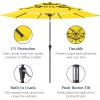 imageBest Choice Products 10ft 3Tier Solar Patio Market Umbrella Outdoor Sun Shade for Backyard Deck Poolside Table wWoodgrain Pattern LED Lights Tilt Adjustment  Sky BlueYellow