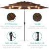 imageBest Choice Products 10ft 3Tier Solar Patio Market Umbrella Outdoor Sun Shade for Backyard Deck Poolside Table wWoodgrain Pattern LED Lights Tilt Adjustment  Sky BlueBrown