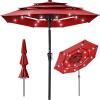 imageBest Choice Products 10ft 3Tier Solar Patio Market Umbrella Outdoor Sun Shade for Backyard Deck Poolside Table wWoodgrain Pattern LED Lights Tilt Adjustment  Sky BlueRed