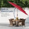imageBest Choice Products 10ft 3Tier Solar Patio Market Umbrella Outdoor Sun Shade for Backyard Deck Poolside Table wWoodgrain Pattern LED Lights Tilt Adjustment  Sky BlueRed