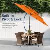 imageBest Choice Products 10ft 3Tier Solar Patio Market Umbrella Outdoor Sun Shade for Backyard Deck Poolside Table wWoodgrain Pattern LED Lights Tilt Adjustment  Sky BlueOrange