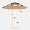 imageBest Choice Products 10ft 3Tier Solar Patio Market Umbrella Outdoor Sun Shade for Backyard Deck Poolside Table wWoodgrain Pattern LED Lights Tilt Adjustment  Sky BlueTan