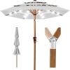 imageBest Choice Products 10ft 3Tier Solar Patio Market Umbrella Outdoor Sun Shade for Backyard Deck Poolside Table wWoodgrain Pattern LED Lights Tilt Adjustment  Sky BlueFog Gray