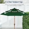 imageBest Choice Products 10ft 3Tier Solar Patio Market Umbrella Outdoor Sun Shade for Backyard Deck Poolside Table wWoodgrain Pattern LED Lights Tilt Adjustment  Sky BlueGreen