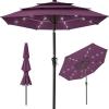 imageBest Choice Products 10ft 3Tier Solar Patio Market Umbrella Outdoor Sun Shade for Backyard Deck Poolside Table wWoodgrain Pattern LED Lights Tilt Adjustment  Sky BlueAmethyst Purple