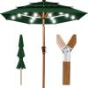 imageBest Choice Products 10ft 3Tier Solar Patio Market Umbrella Outdoor Sun Shade for Backyard Deck Poolside Table wWoodgrain Pattern LED Lights Tilt Adjustment  Sky BlueGreen