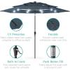 imageBest Choice Products 10ft 3Tier Solar Patio Market Umbrella Outdoor Sun Shade for Backyard Deck Poolside Table wWoodgrain Pattern LED Lights Tilt Adjustment  Sky BlueSlate Blue