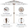 imageBest Choice Products 10ft 3Tier Solar Patio Market Umbrella Outdoor Sun Shade for Backyard Deck Poolside Table wWoodgrain Pattern LED Lights Tilt Adjustment  Sky BlueFog Gray