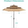 imageBest Choice Products 10ft 3Tier Solar Patio Market Umbrella Outdoor Sun Shade for Backyard Deck Poolside Table wWoodgrain Pattern LED Lights Tilt Adjustment  Sky BlueTan