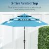 imageBest Choice Products 10ft 3Tier Solar Patio Market Umbrella Outdoor Sun Shade for Backyard Deck Poolside Table wWoodgrain Pattern LED Lights Tilt Adjustment  Sky BlueSky Blue