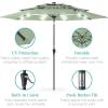 imageBest Choice Products 10ft 3Tier Solar Patio Market Umbrella Outdoor Sun Shade for Backyard Deck Poolside Table wWoodgrain Pattern LED Lights Tilt Adjustment  Sky BlueSage Green