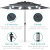 imageBest Choice Products 10ft 3Tier Solar Patio Market Umbrella Outdoor Sun Shade for Backyard Deck Poolside Table wWoodgrain Pattern LED Lights Tilt Adjustment  Sky BlueSlate