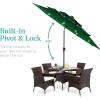imageBest Choice Products 10ft 3Tier Solar Patio Market Umbrella Outdoor Sun Shade for Backyard Deck Poolside Table wWoodgrain Pattern LED Lights Tilt Adjustment  Sky BlueGreen