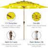 imageBest Choice Products 10ft 3Tier Solar Patio Market Umbrella Outdoor Sun Shade for Backyard Deck Poolside Table wWoodgrain Pattern LED Lights Tilt Adjustment  Sky BlueYellow