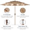 imageBest Choice Products 10ft 3Tier Solar Patio Market Umbrella Outdoor Sun Shade for Backyard Deck Poolside Table wWoodgrain Pattern LED Lights Tilt Adjustment  Sky BlueTan