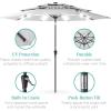 imageBest Choice Products 10ft 3Tier Solar Patio Market Umbrella Outdoor Sun Shade for Backyard Deck Poolside Table wWoodgrain Pattern LED Lights Tilt Adjustment  Sky BlueFog Gray