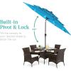 imageBest Choice Products 10ft 3Tier Solar Patio Market Umbrella Outdoor Sun Shade for Backyard Deck Poolside Table wWoodgrain Pattern LED Lights Tilt Adjustment  Sky BlueSky Blue