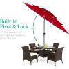 imageBest Choice Products 10ft 3Tier Solar Patio Market Umbrella Outdoor Sun Shade for Backyard Deck Poolside Table wWoodgrain Pattern LED Lights Tilt Adjustment  Sky BlueRed