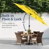 imageBest Choice Products 10ft 3Tier Solar Patio Market Umbrella Outdoor Sun Shade for Backyard Deck Poolside Table wWoodgrain Pattern LED Lights Tilt Adjustment  Sky BlueYellow