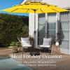 imageBest Choice Products 10ft 3Tier Solar Patio Market Umbrella Outdoor Sun Shade for Backyard Deck Poolside Table wWoodgrain Pattern LED Lights Tilt Adjustment  Sky BlueYellow