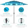 imageBest Choice Products 10ft 3Tier Solar Patio Market Umbrella Outdoor Sun Shade for Backyard Deck Poolside Table wWoodgrain Pattern LED Lights Tilt Adjustment  Sky BlueSky Blue