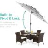 imageBest Choice Products 10ft 3Tier Solar Patio Market Umbrella Outdoor Sun Shade for Backyard Deck Poolside Table wWoodgrain Pattern LED Lights Tilt Adjustment  Sky BlueFog Gray
